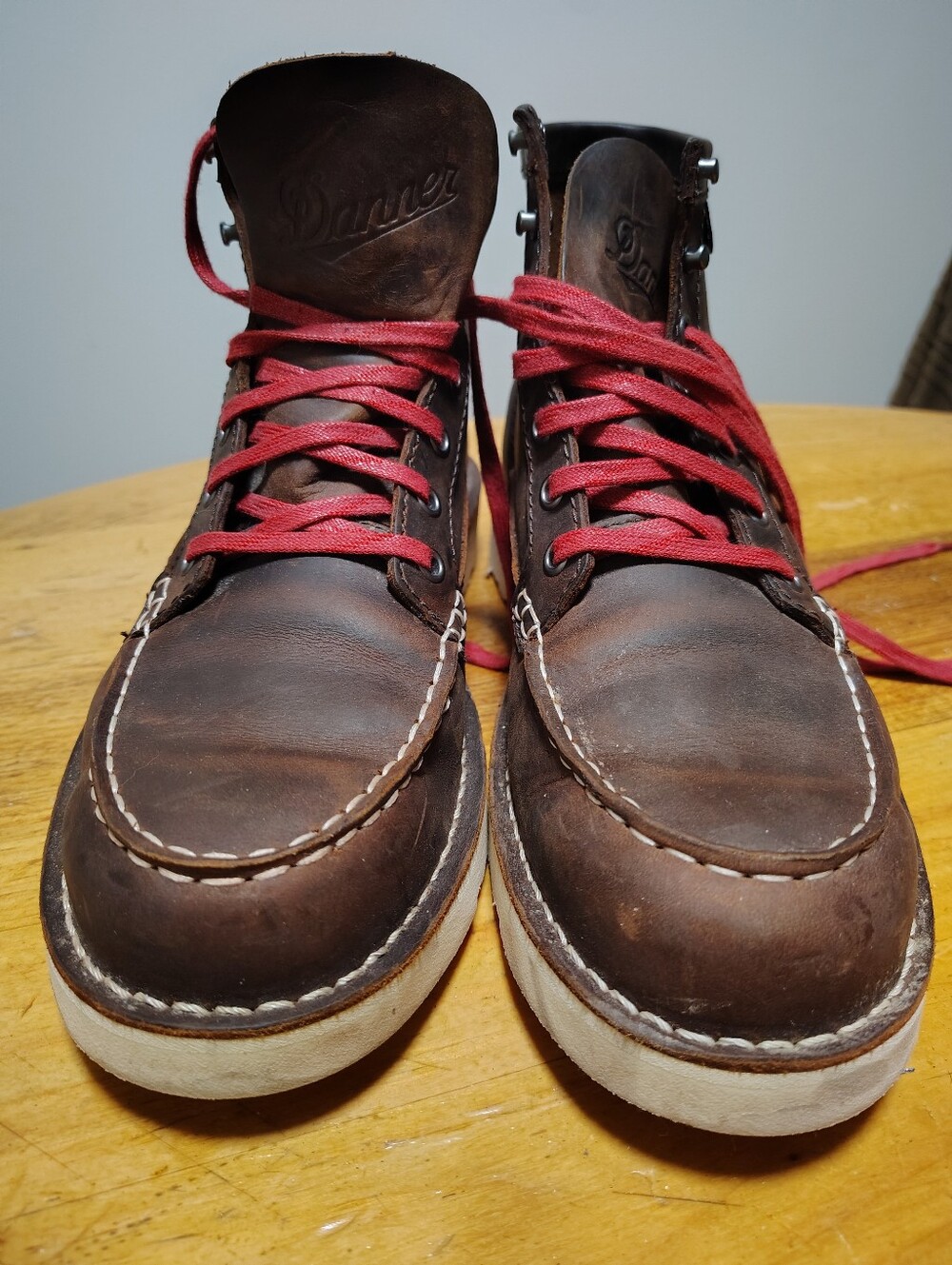 Danner Brown Leather Work Boots with Red Laces... - Picture 5 of 7